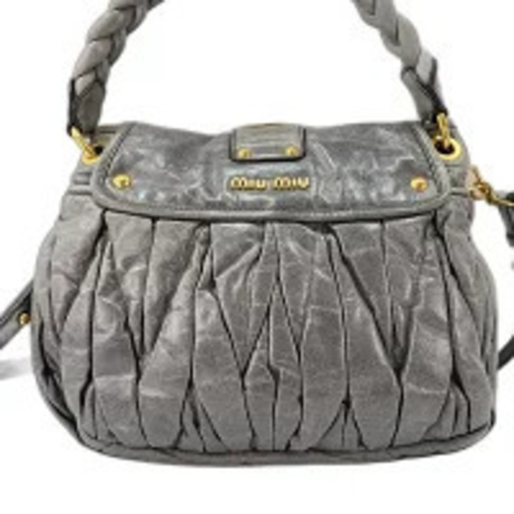 Miu Miu Matelasse Handbag Leather Gray